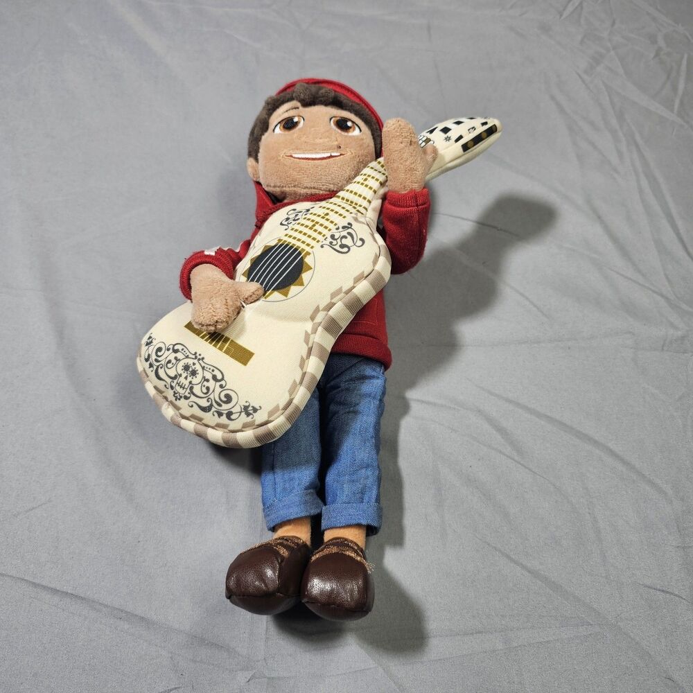Disney Pixar Coco Miguel 12" Plush Toy with Guitar and Red Hoodie